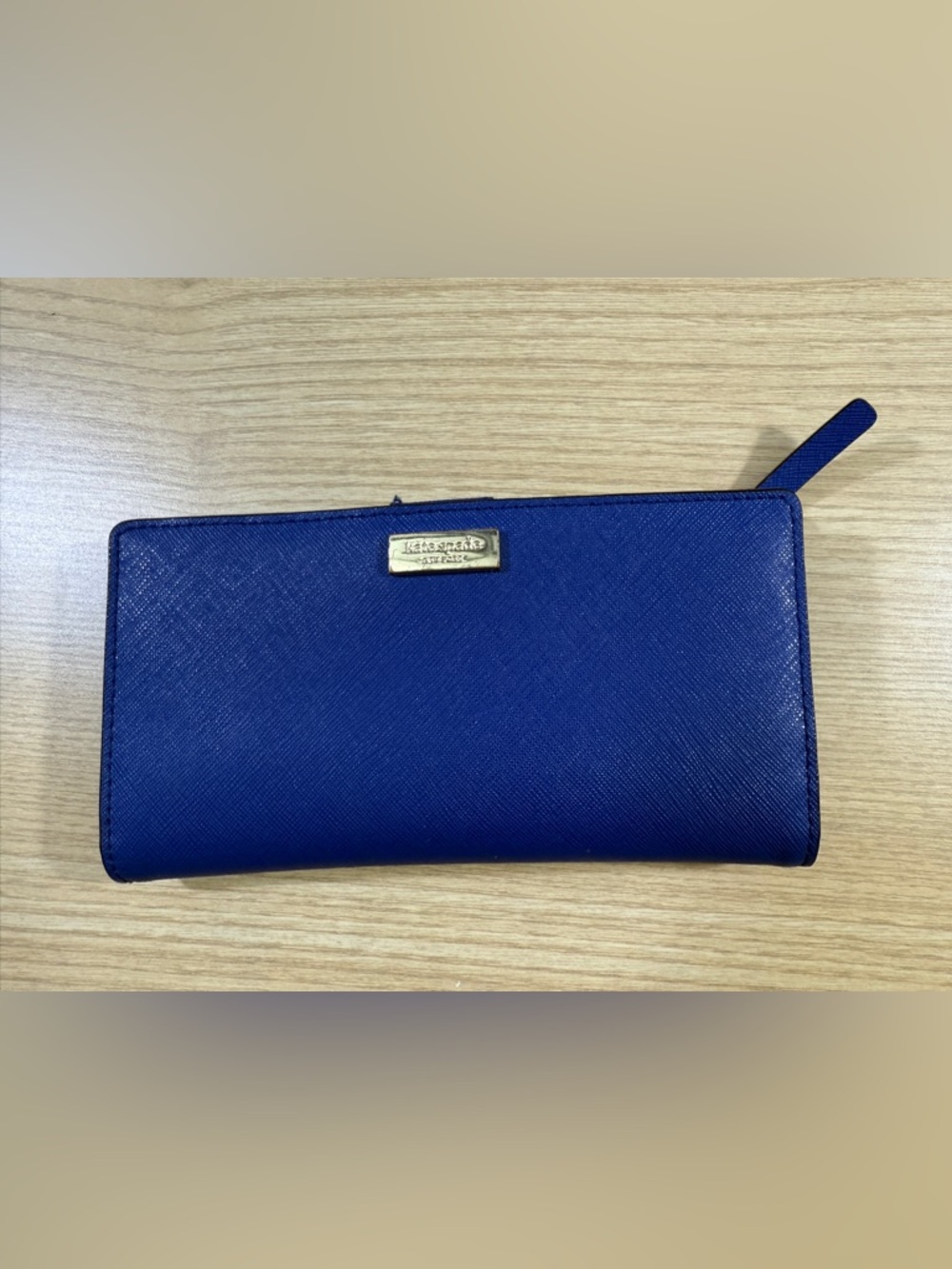 kate spade Electric Blue Zip-Around Wallet with Gold Logo